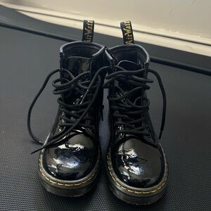 Girls black patent doc martens size 12